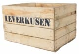 Apfelkiste aus Holz mit Leverkusen Aufrdruck