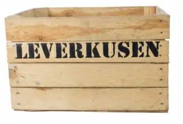 Apfelkiste aus Holz mit Leverkusen Aufrdruck