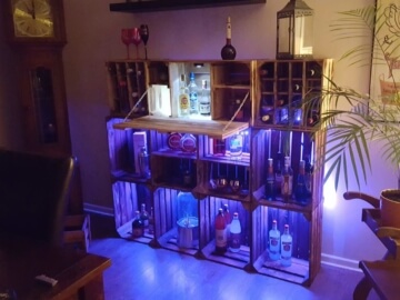 Holzkisten Minibar mit Beleuchtung
