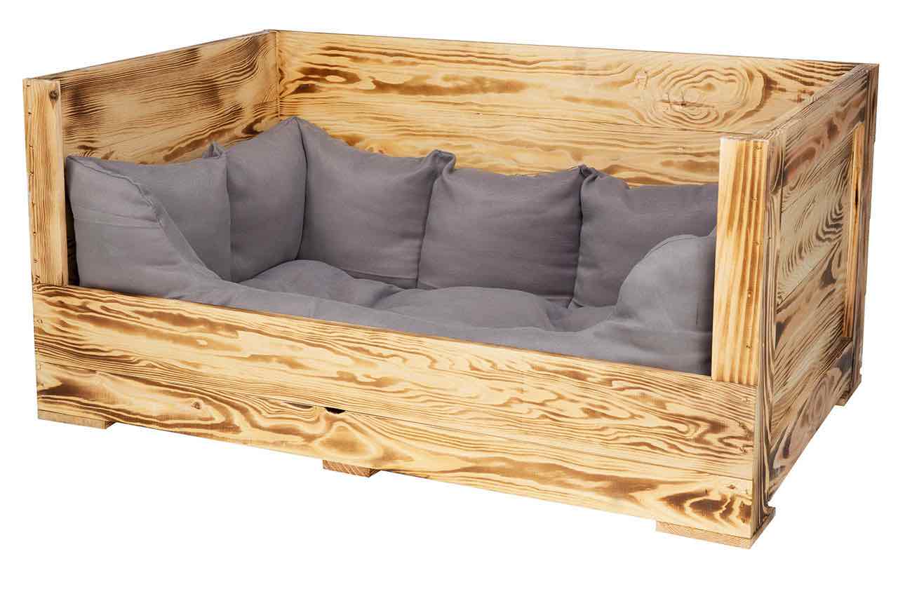 Hundebett aus Holzkiste - Geflammt | Hundesofa