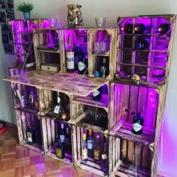 minibar aus holzkisten set