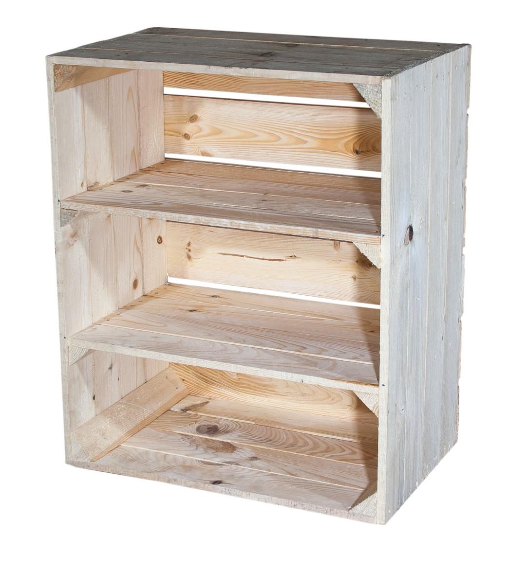 ᐅ Regalkiste hoch mit 3 Fächern - natur | Holzkiste - 61x50x31cm