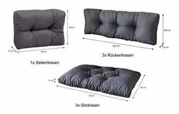 sunnypillow palettenkissen outdoor set anthrazit grau